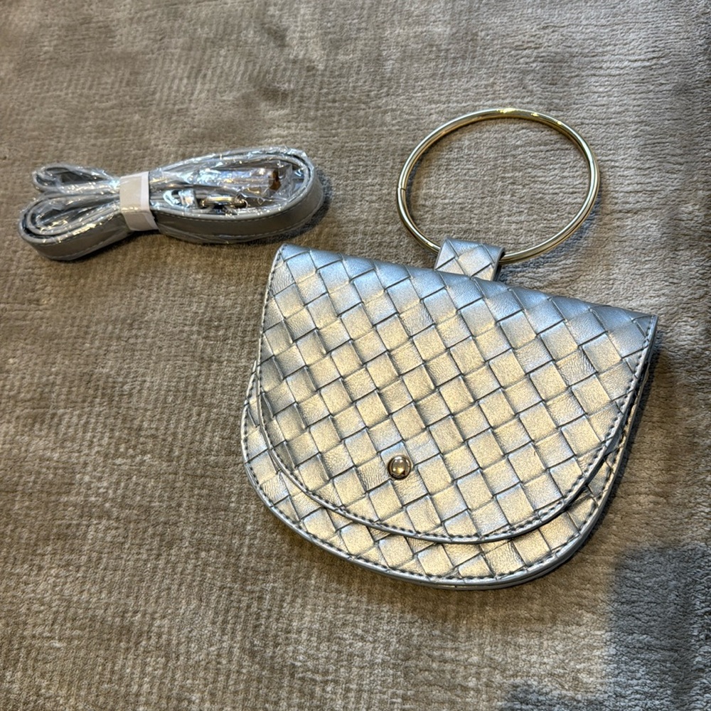 Melie Bianco ‘Felix’ Silver Ring Top Handle Bag